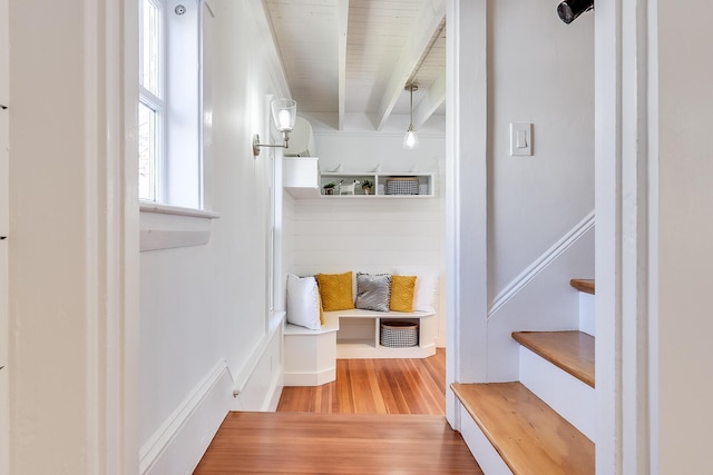 mudroom with wood finished floors