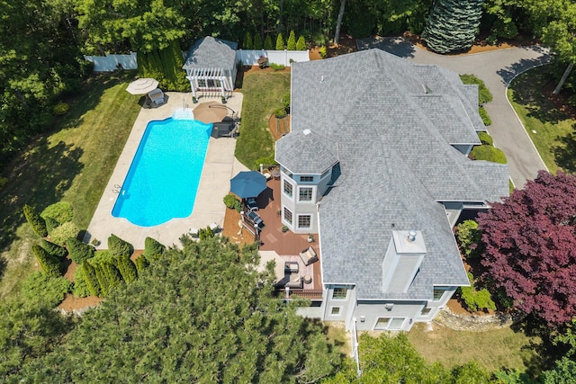 335 Falmouth Woods Rd, East Falmouth, MA 02536 - view from above of property with a pool