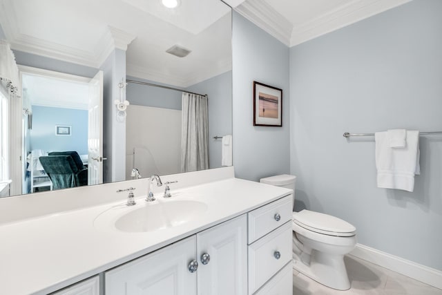 335 Falmouth Woods Rd, East Falmouth, MA 02536 - full bathroom featuring ornamental molding, vanity, and curtained shower