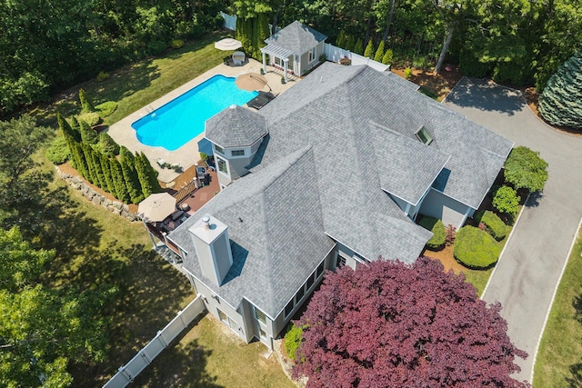 335 Falmouth Woods Rd, East Falmouth, MA 02536 - view from above of property featuring a pool