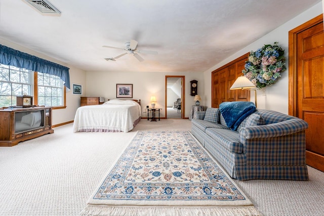 30 Monomessat Way, Chatham, MA 02633 - bedroom featuring light carpet, baseboards, and a ceiling fan