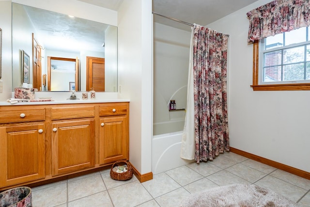 30 Monomessat Way, Chatham, MA 02633 - bathroom with vanity, tile patterned floors, and baseboards
