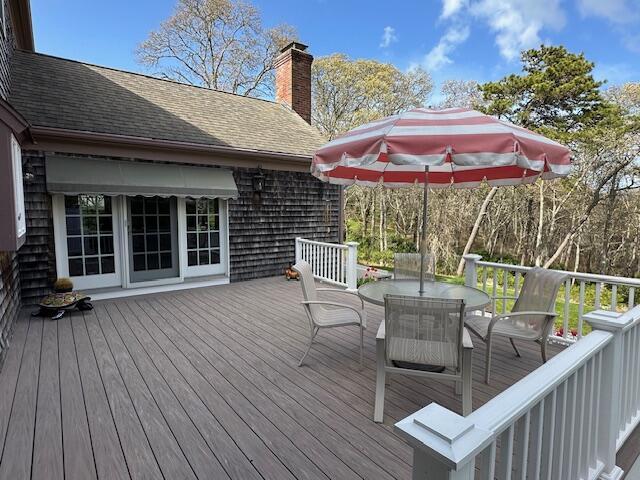 30 Monomessat Way, Chatham, MA 02633 - wooden deck featuring outdoor dining area
