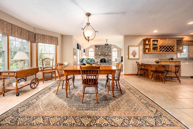 30 Monomessat Way, Chatham, MA 02633 - dining space featuring plenty of natural light, light tile patterned floors, baseboards, and recessed lighting