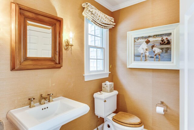 86 Champlain Rd, Chatham, MA 02633 - bathroom featuring toilet and ornamental molding
