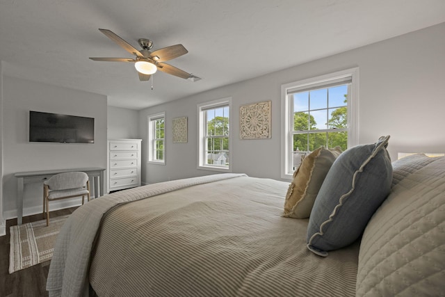 57 Melgo Ln, South Yarmouth, MA 02664 - bedroom featuring ceiling fan and wood finished floors