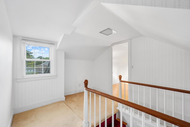 175 Lower County Rd, West Harwich, MA 02671 - stairs with lofted ceiling, carpet flooring, and baseboards