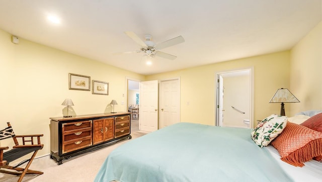 37 Pine Hill Blvd, Mashpee, MA 02649 - bedroom with light colored carpet, ensuite bath, and ceiling fan