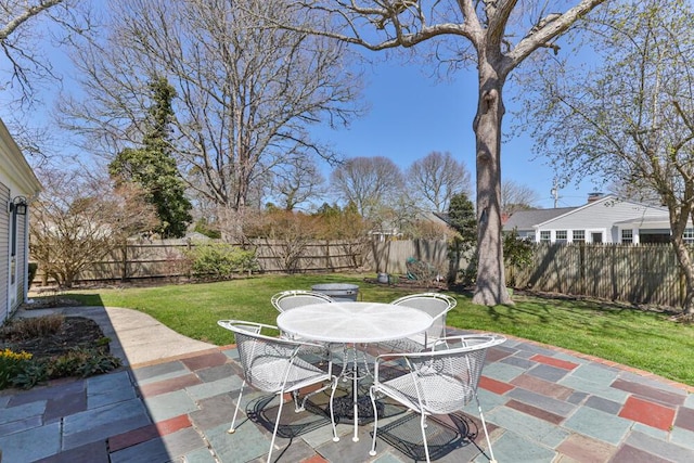 56 Fairwood Rd, South Yarmouth, MA 02664 - view of patio featuring a fenced backyard and outdoor dining area