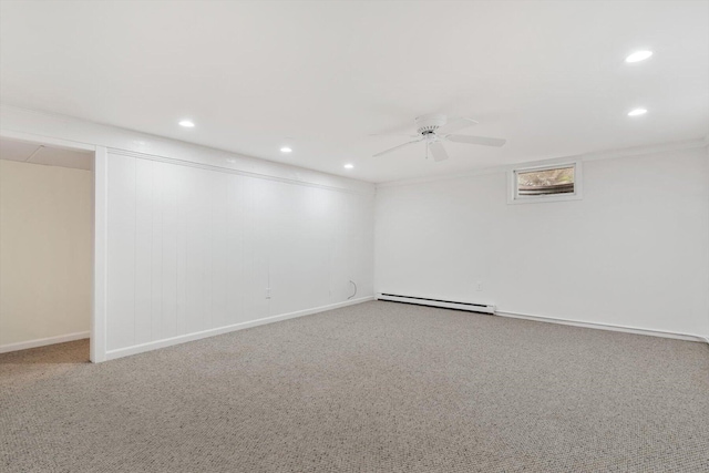 31 John Joseph Rd, Harwich, MA 02645 - carpeted spare room featuring a baseboard heating unit, a ceiling fan, and recessed lighting