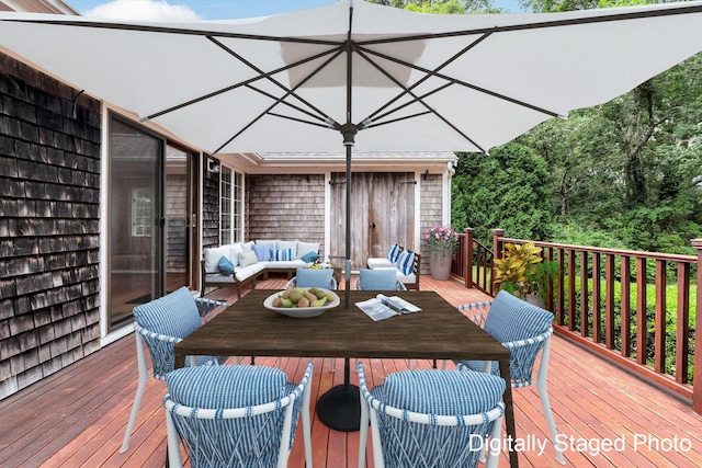 31 John Joseph Rd, Harwich, MA 02645 - wooden terrace with outdoor lounge area and outdoor dining space