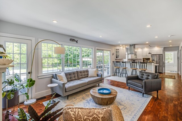 2016 Main St, Chatham, MA 02633 - living area featuring healthy amount of natural light, recessed lighting, and dark wood-style floors
