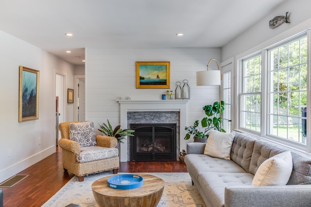 2016 Main St, Chatham, MA 02633 - living area featuring wood finished floors, a fireplace, baseboards, and recessed lighting