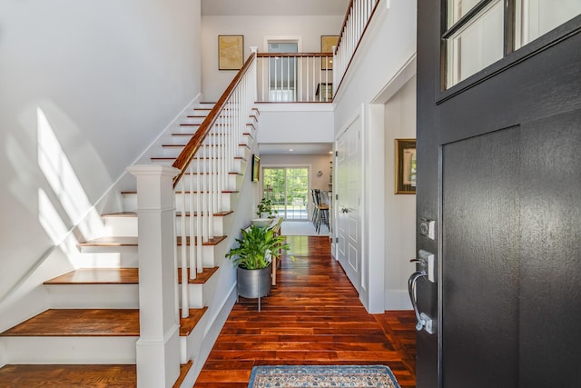 2016 Main St, Chatham, MA 02633 - foyer with wood finished floors, stairs, and a towering ceiling