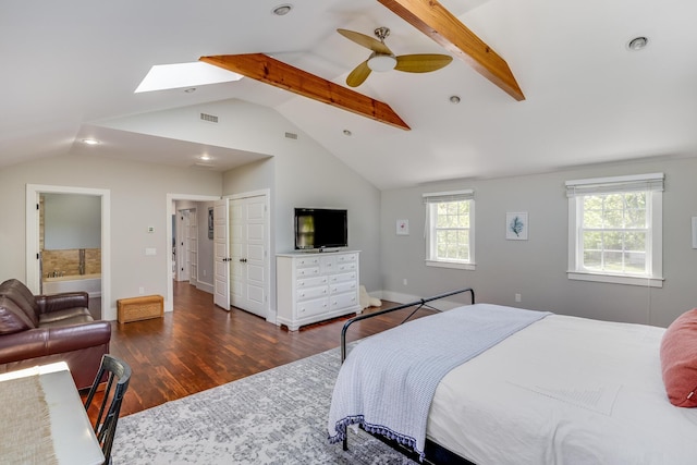 2016 Main St, Chatham, MA 02633 - bedroom with a skylight, wood finished floors, recessed lighting, ensuite bathroom, and baseboards