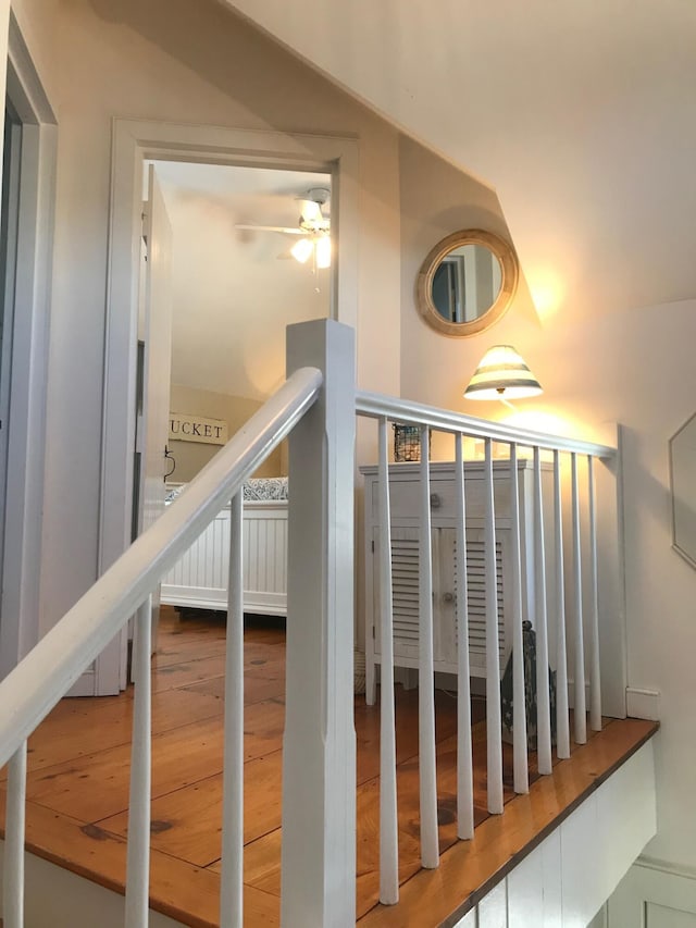 5 Milestone Way, Mashpee, MA 02649 - stairs with wood finished floors and a ceiling fan