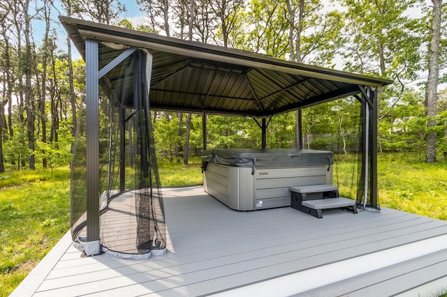 218 Center St, South Dennis, MA 02660 - wooden deck with a hot tub and a gazebo
