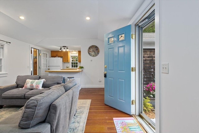 18 Boulder Rd, Brewster, MA 02631 - living room with wood finished floors, plenty of natural light, baseboards, and recessed lighting