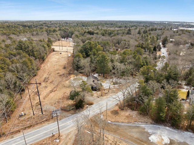 drone / aerial view with a forest view