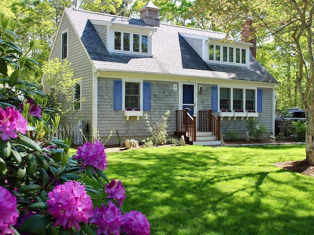 cape cod-style house featuring a front lawn