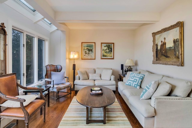 169 Daniels Island Rd, Mashpee, MA 02649 - living room featuring wood finished floors and beam ceiling