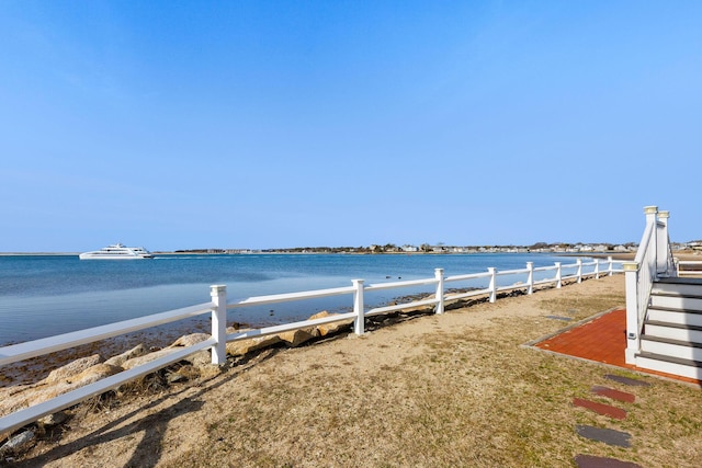 dock area featuring a water view