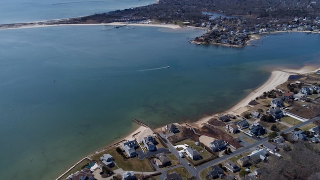 birds eye view of property featuring a residential view and a water view