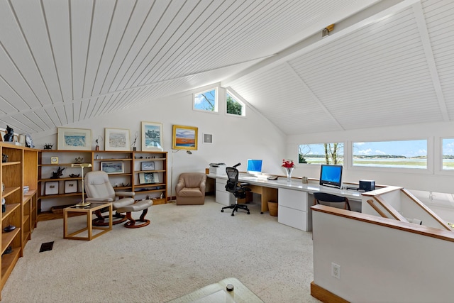 15 Hidden Valley Way, Wellfleet, MA 02667 - home office with lofted ceiling and carpet flooring