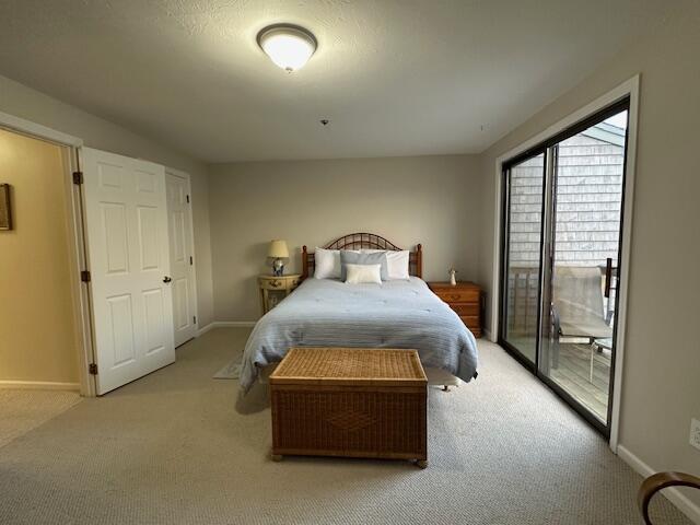 carpeted bedroom with access to outside