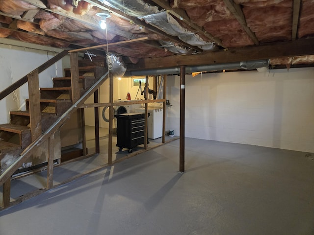 22 Cypress St, East Falmouth, MA 02536 - unfinished basement featuring independent washer and dryer and stairs
