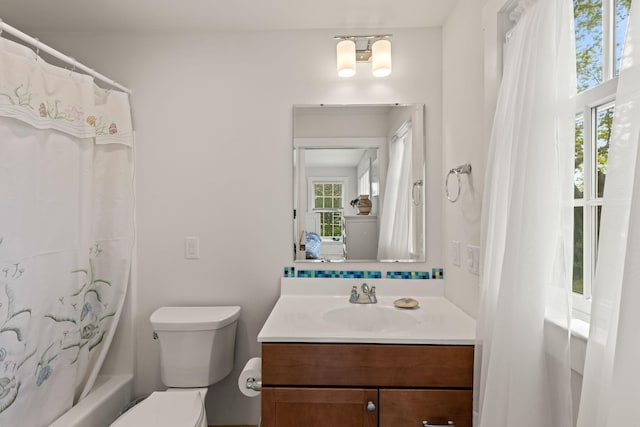 292 Stage Harbor Rd, Chatham, MA 02633 - full bathroom featuring toilet, vanity, and shower / bath combo with shower curtain