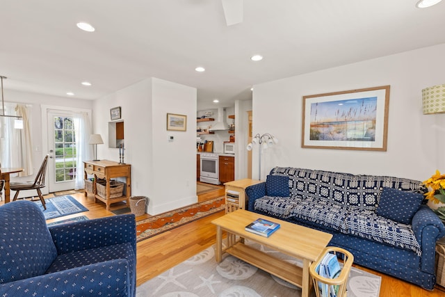 292 Stage Harbor Rd, Chatham, MA 02633 - living area featuring wood finished floors, recessed lighting, and baseboards
