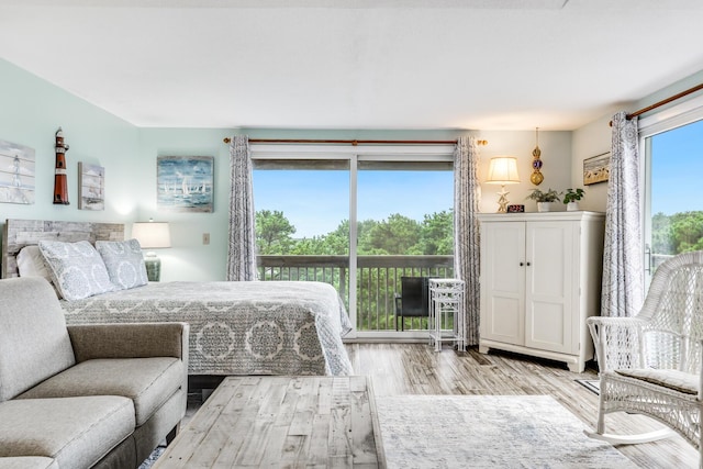 bedroom with light hardwood / wood-style floors