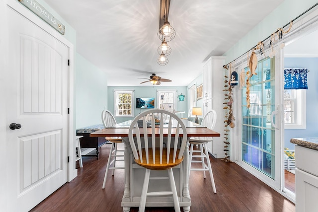 7 John St, Wareham, MA 02571 - dining area featuring dark wood-type flooring and a ceiling fan