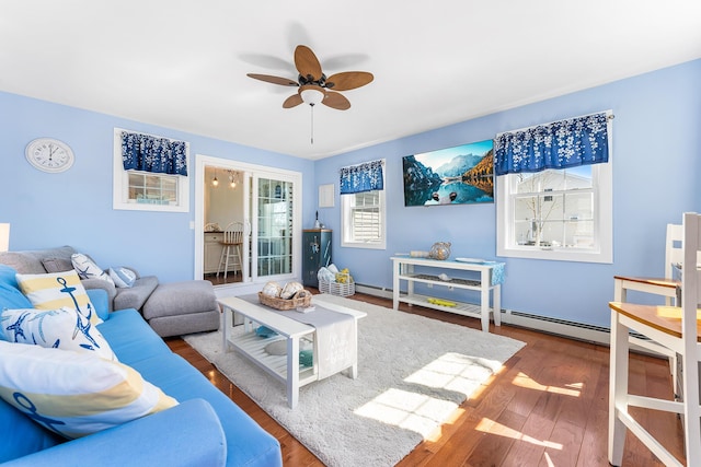 7 John St, Wareham, MA 02571 - living area with wood finished floors and a ceiling fan