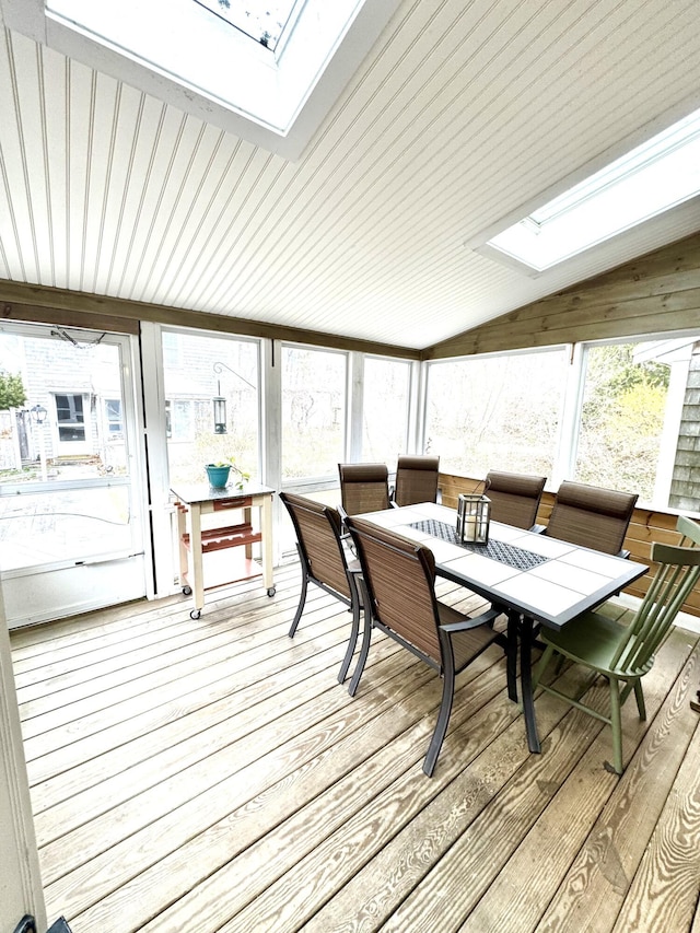 34 Charles Rd, Harwich, MA 02645 - sunroom / solarium with a skylight, wood finished floors, and lofted ceiling