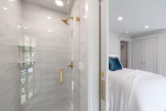 1180 Main St, Cotuit, MA 02635 - full bath featuring a shower stall, recessed lighting, and healthy amount of natural light