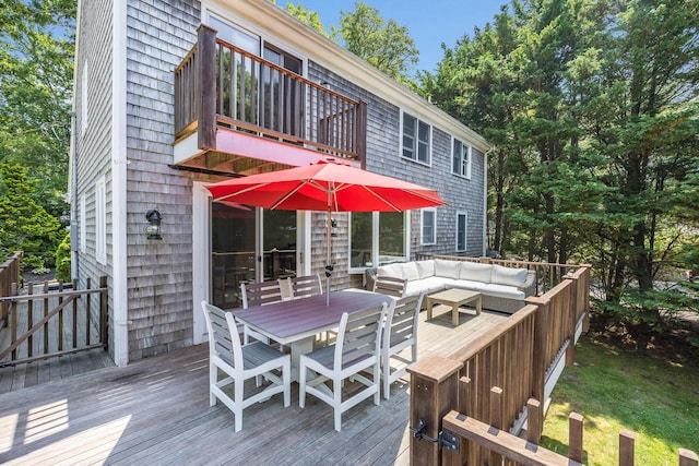 908 W Falmouth Hwy, Falmouth, MA 02540 - wooden terrace featuring an outdoor hangout area and outdoor dining space
