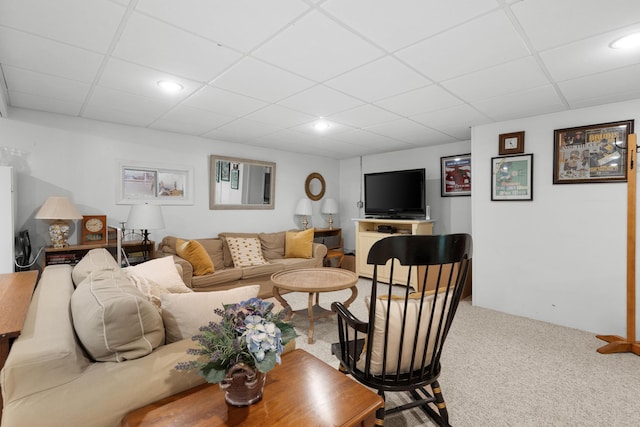 95 Red Brook Rd, Waquoit, MA 02536 - living area with a drop ceiling, carpet, and recessed lighting