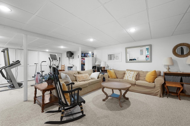 95 Red Brook Rd, Waquoit, MA 02536 - carpeted living area with a drop ceiling and recessed lighting