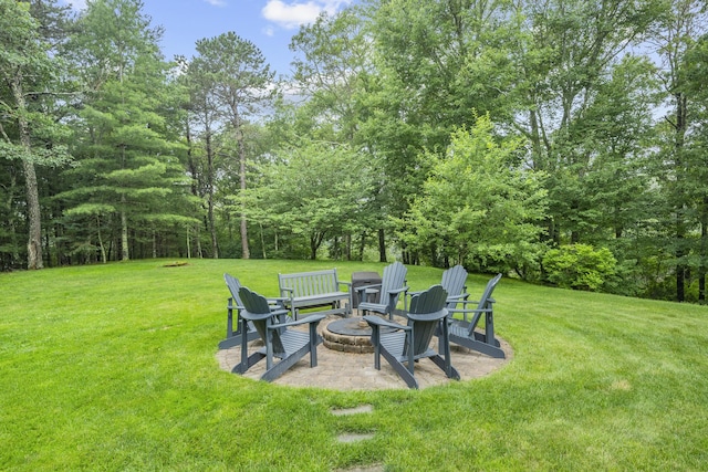 95 Red Brook Rd, Waquoit, MA 02536 - view of green lawn featuring an outdoor fire pit