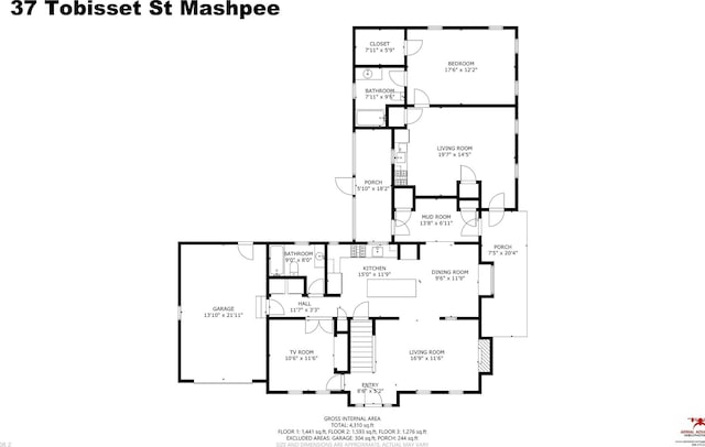 37 Tobisset St, Mashpee, MA 02649 - view of floor plan / room layout