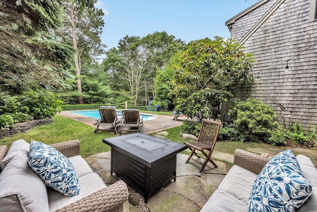 37 Tobisset St, Mashpee, MA 02649 - view of patio with an outdoor living space and an outdoor pool