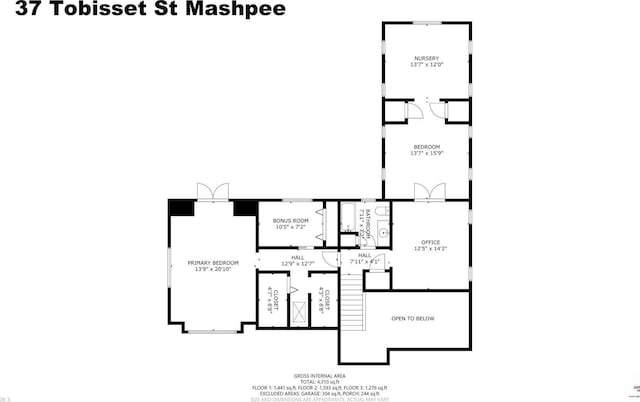 37 Tobisset St, Mashpee, MA 02649 - view of floor plan / room layout