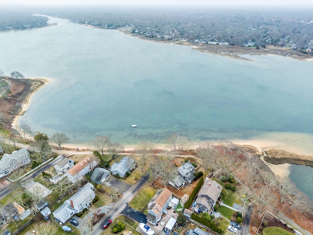birds eye view of property with a residential view and a water view