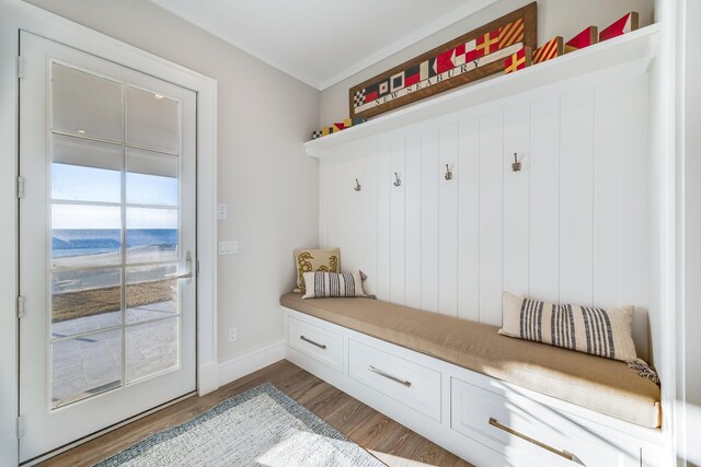 mudroom featuring hardwood / wood-style floors