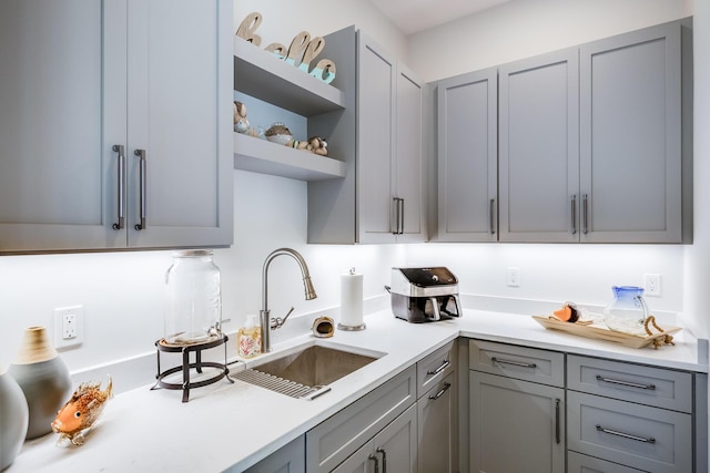 kitchen with sink and gray cabinets