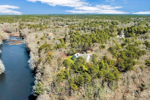 95 Red Brook Rd, Waquoit, MA 02536 - aerial view with a water view and a view of trees