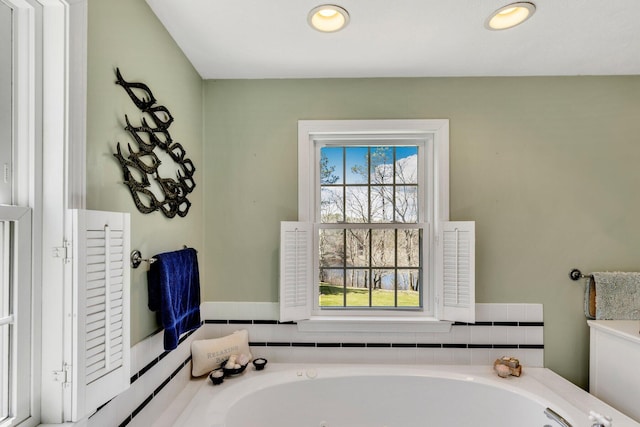 95 Red Brook Rd, Waquoit, MA 02536 - bathroom with a jetted tub and recessed lighting