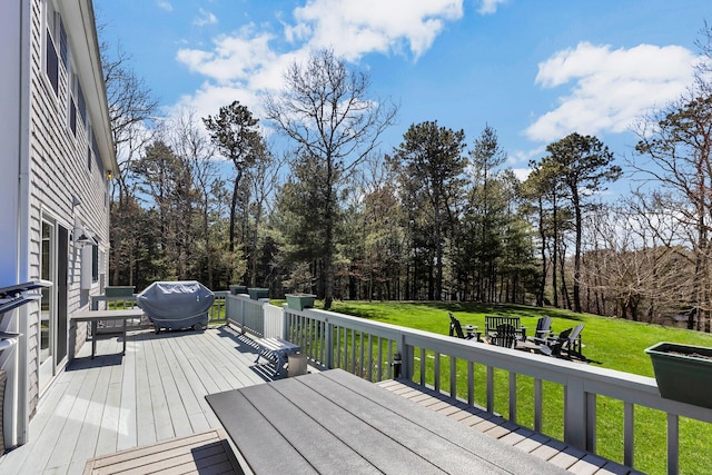 95 Red Brook Rd, Waquoit, MA 02536 - wooden terrace featuring a yard and grilling area